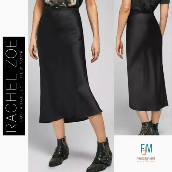 Rachel Zoe Black Utility Midi Skirt Size M
